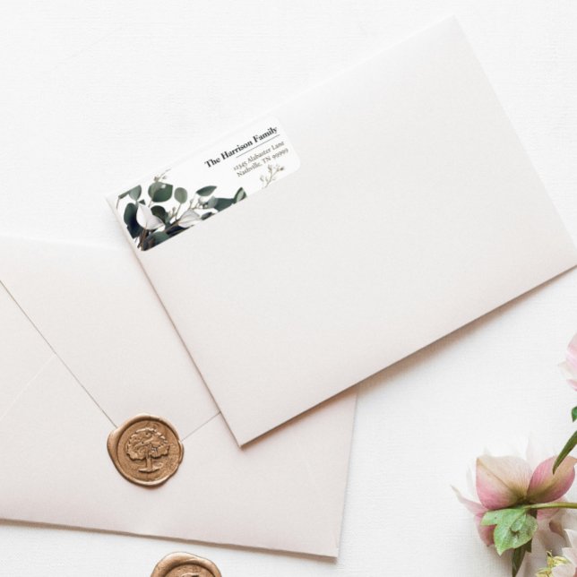 Etiqueta Morada Nupcial de Eucalyptus Moderna (Modern Eucalyptus Wedding Return Address Label)