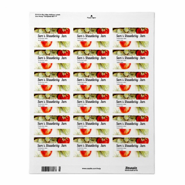 Etiqueta Morango-da-safra - Emperramento personalizado (Toda a folha)