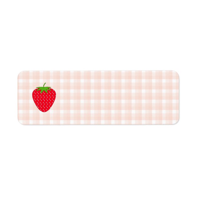 Etiqueta Morango Vermelho na Gingham Check. (Frente)