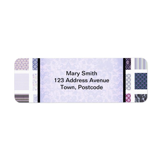 Etiqueta Mosaico roxo e branco (Frente)
