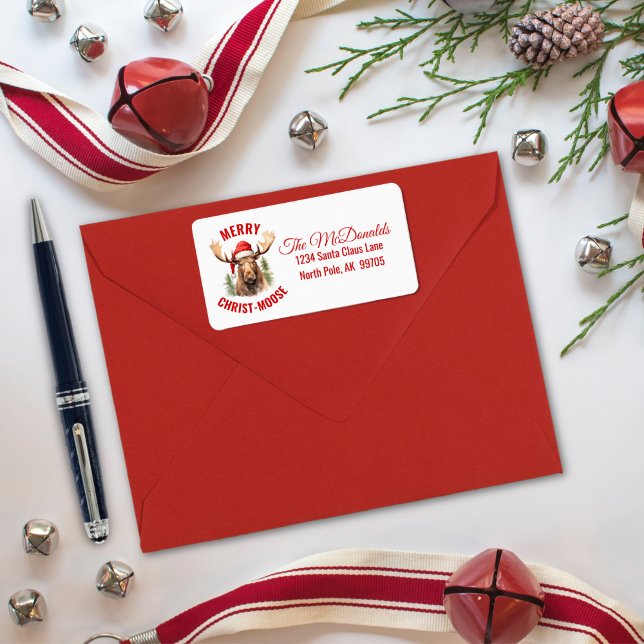 Etiqueta Moso-de-Cristo Engraçado, alce-de-natal (Criador carregado)