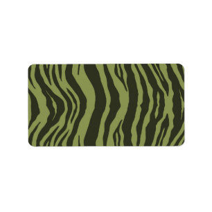 Etiqueta Moss Green Tiger Strips Animal Print