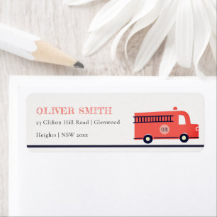 Etiqueta Motor de combate a incêndios com Marinhos vermelho