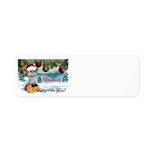 Etiqueta Mouse Feliz de Natal (Frente)