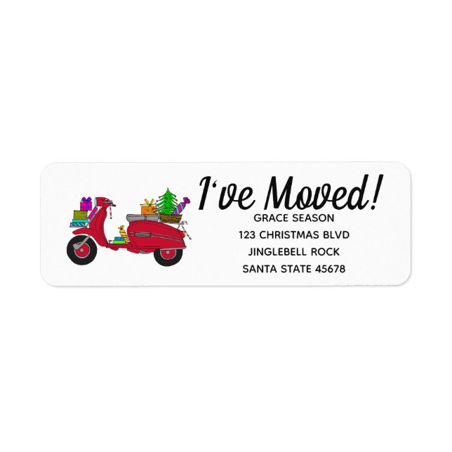 Etiqueta Movi o patinete de Natal com presentes (Frente)