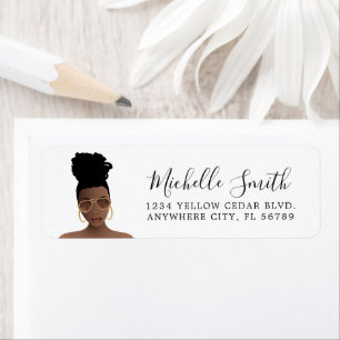 Etiqueta Mulher Negra, Nó Superior e Formas Douradas