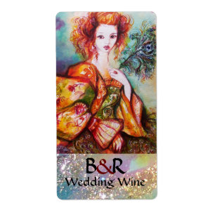 Etiqueta MULHER ROMÂNTICA COM vinho do casamento da PENA d