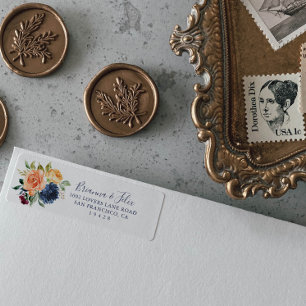 Etiqueta Multicolor Elegant Floral Return Address