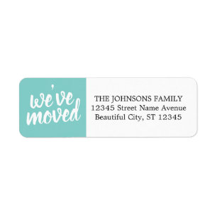 Etiqueta Multipla Moderna Nós Mudamos Nova Turquesa Domésti