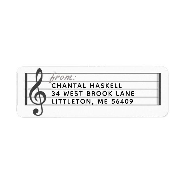 Etiqueta Music Funcionarios Treble Clef Musical Return Ende (Frente)