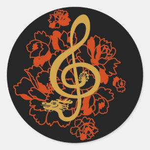Etiqueta musical do costume das peônias do clef d