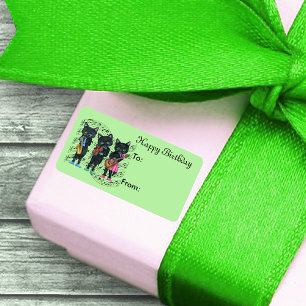 Etiqueta Músicos de Gato de Aniversário no Coração das Nota