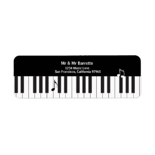 Etiqueta Músicos Piano Keys Endereço de Devolução