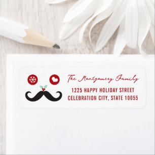 Etiqueta Mustache Mistletoes Snowflake Endereço Holiday