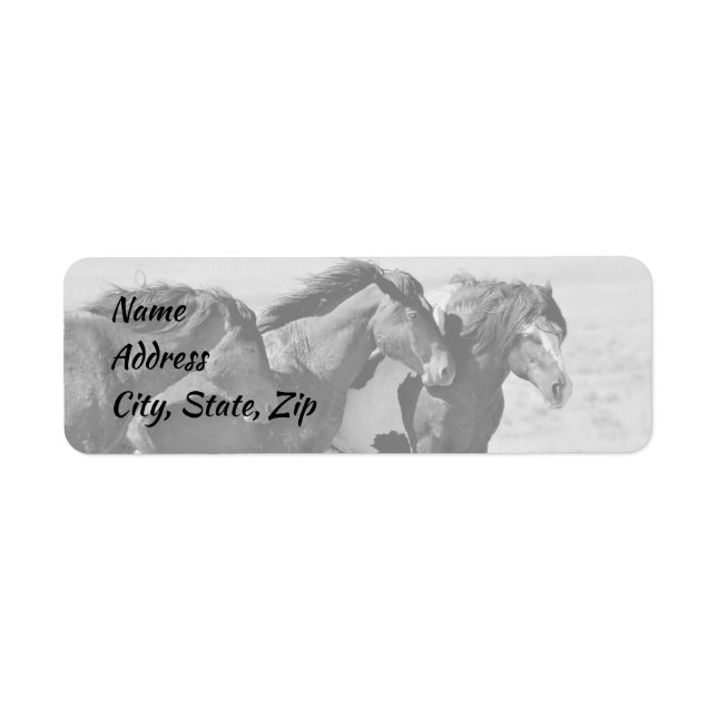Etiqueta Mustangs selvagens da Morada Ocidental (Frente)