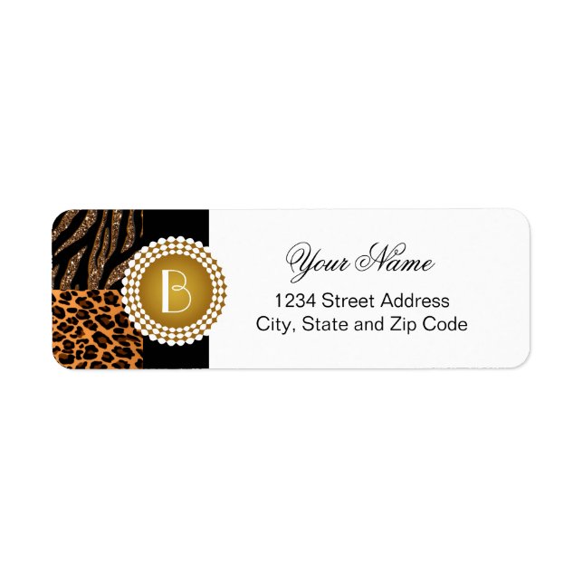 Etiqueta Na moda Animal Prints Zebra e Padrões-leopardo (Frente)