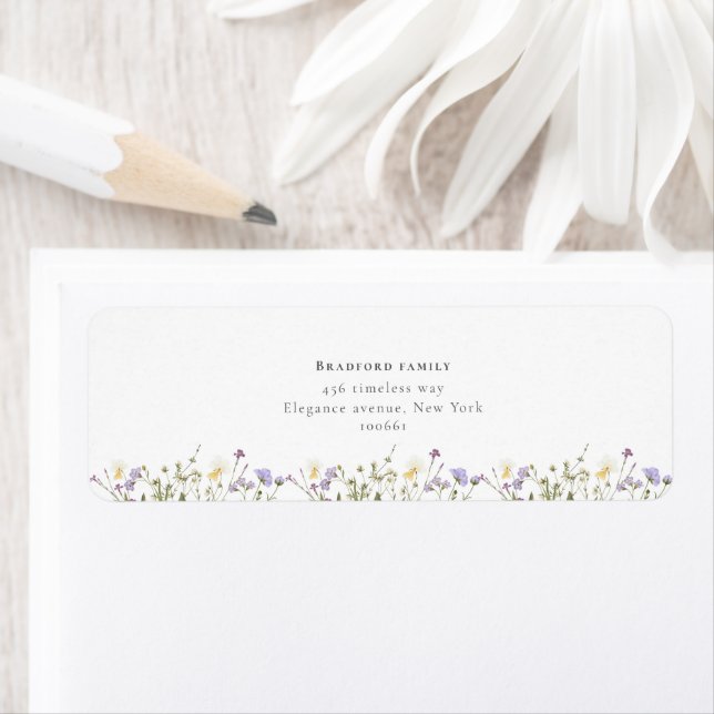Etiqueta Na moda boho Wildflower Script Wedding (Insitu)
