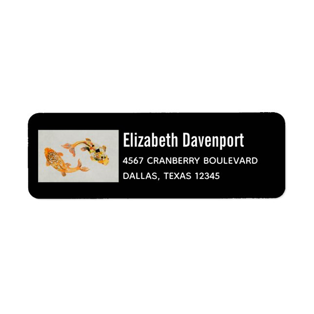 Etiqueta Na moda Dourado Peixe Koi (Frente)