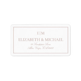 Etiqueta Na moda Dusty Rosa Monograma Endereço de devolução