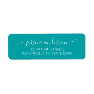 Etiqueta Na moda Modern Calligraphy Script Chic Teal Green