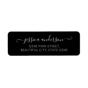 Etiqueta Na moda Modern Calligraphy Script Classic Black