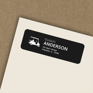 Etiqueta Na moda Modern Golf Cart Black Noir Return Address