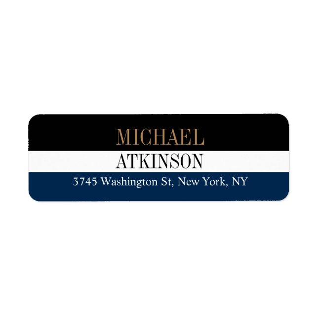 Etiqueta Na moda Moderno de Tendência de Texto Azul Preto (Frente)