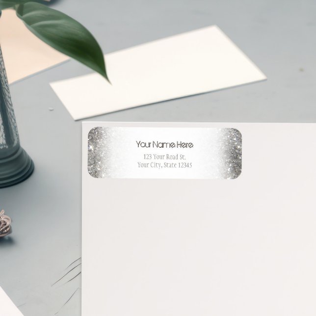 Etiqueta Na moda Silver Glitter Foto Glitz (Criador carregado)