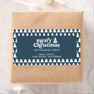 Etiqueta Na moda simples de Natal azul-moderno