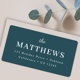 Etiqueta Na moda Teal | Modern Trendy Blue Return Address
