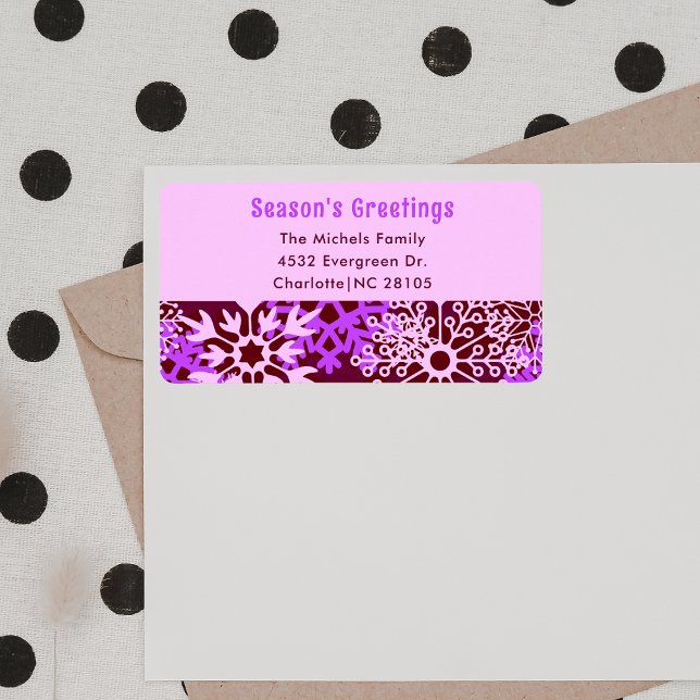 Etiqueta Na moda Trendy Purple Snowflake Endereço de Devolu (Criador carregado)