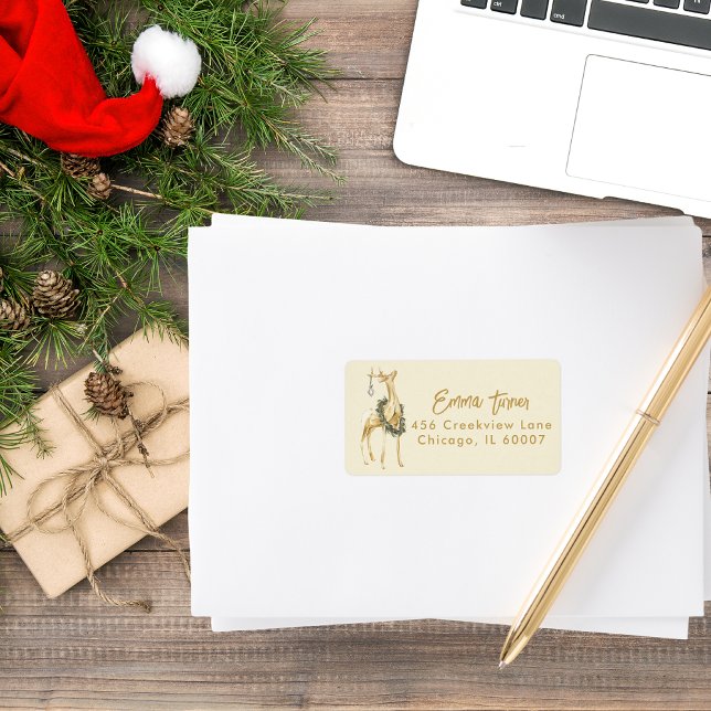 Etiqueta Na moda Trendy Reindeer de Natal (Criador carregado)