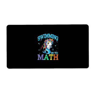 Etiqueta Nadando Na Matemática Unicórnio Sereia T-Shirt