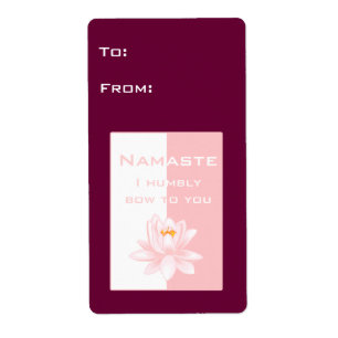 Etiqueta Namaste com flor de lótus