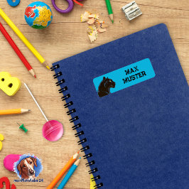 Etiqueta Namensaufkleber eckig - blau - Schwarzer Panther