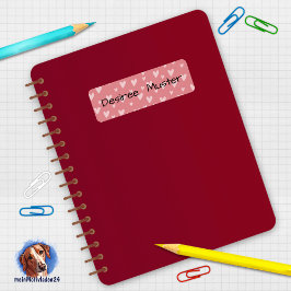 Etiqueta Namensaufkleber eckig - Herzchen rot