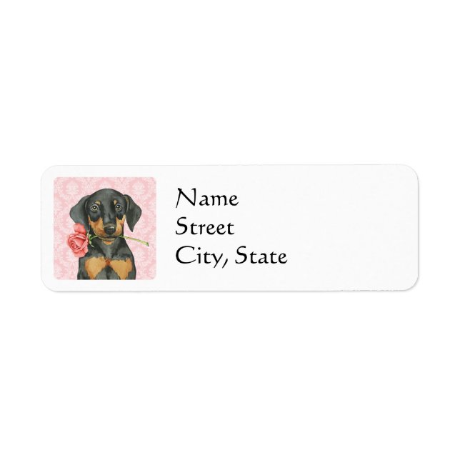 Etiqueta Namorados Rosa Doberman (Frente)