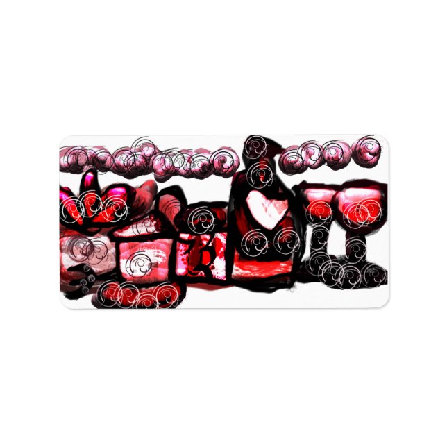 Etiqueta Namorados vermelho de vinho tinto (Frente)