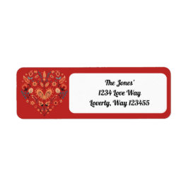 Etiqueta Namorados vermelhos do coração nórdico escandinavo