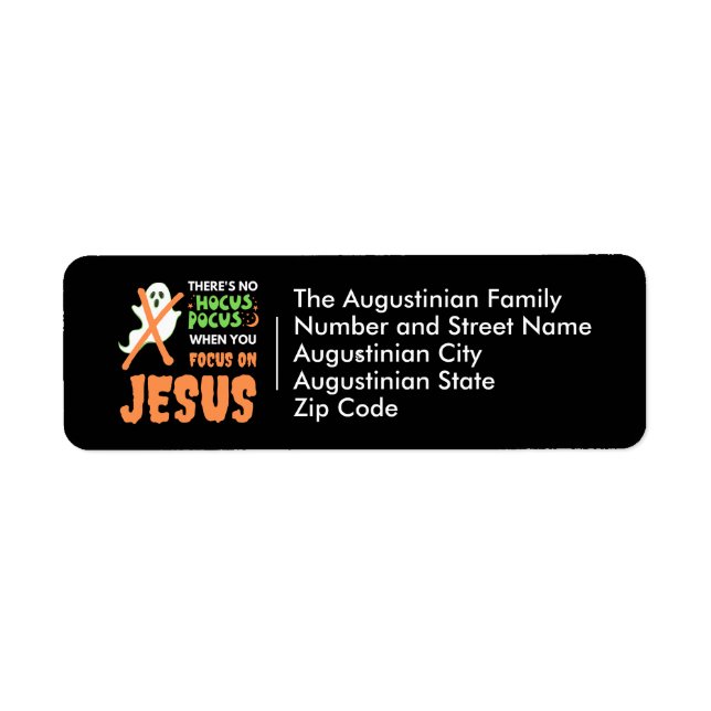 Etiqueta NÃO HOCUS POCUS Christian Halloween Endereço de re (Frente)