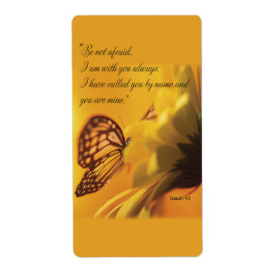 Etiqueta Não tenha medo de borboleta religiosa na margarida