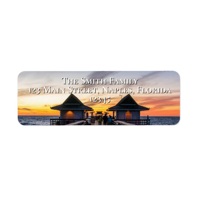 Etiqueta Nápoles Pier Ocean Florida Sunset (Frente)
