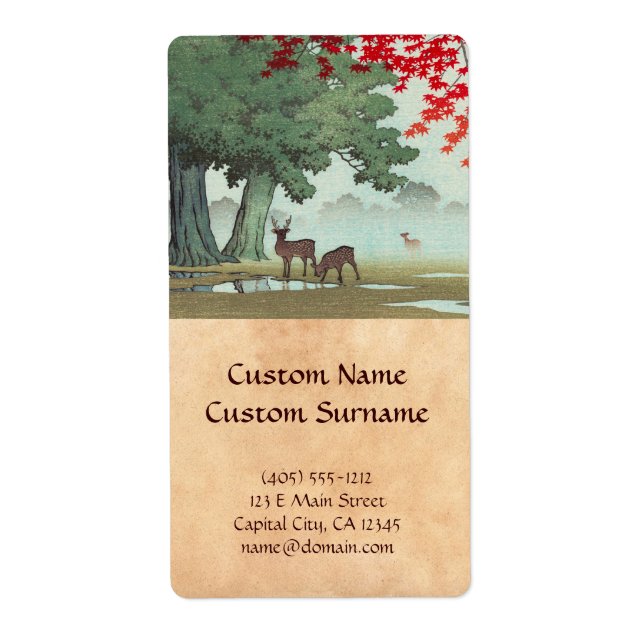 Etiqueta Nara Park Hasui Kawase shin hanga cenário arte (Frente)