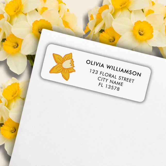 Etiqueta Narciso da Primavera (Daffodil spring floral address label)
