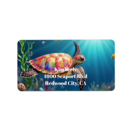 Etiqueta Natação de tartaruga marinha nas profundezas do oc