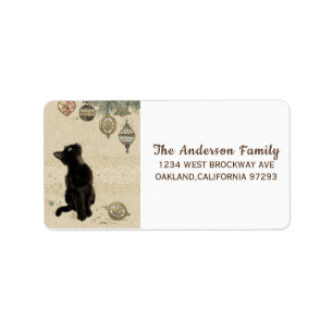 Etiqueta Natais vintages Black Cat Olhando para Ornaments