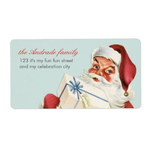 Etiqueta Natais vintages Jolly Papais noeis Blue Red Holida