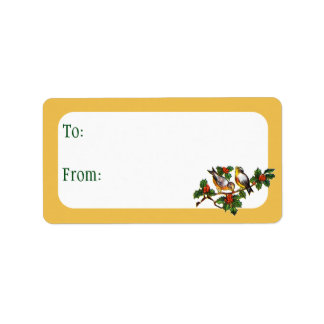 Etiqueta Natais vintages Pássaros e Holly