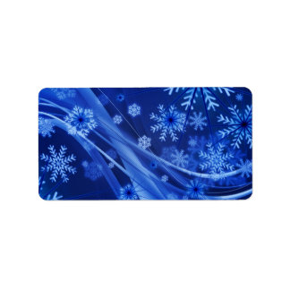 Etiqueta Natal Azul Flocos de Neve de inverno