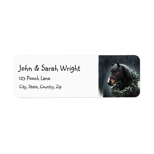 Etiqueta Natal Belo Cavalo Negro e Terra (Frente)